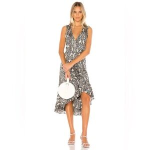 Parker Briony Ruffle Hem Snake Print Dress